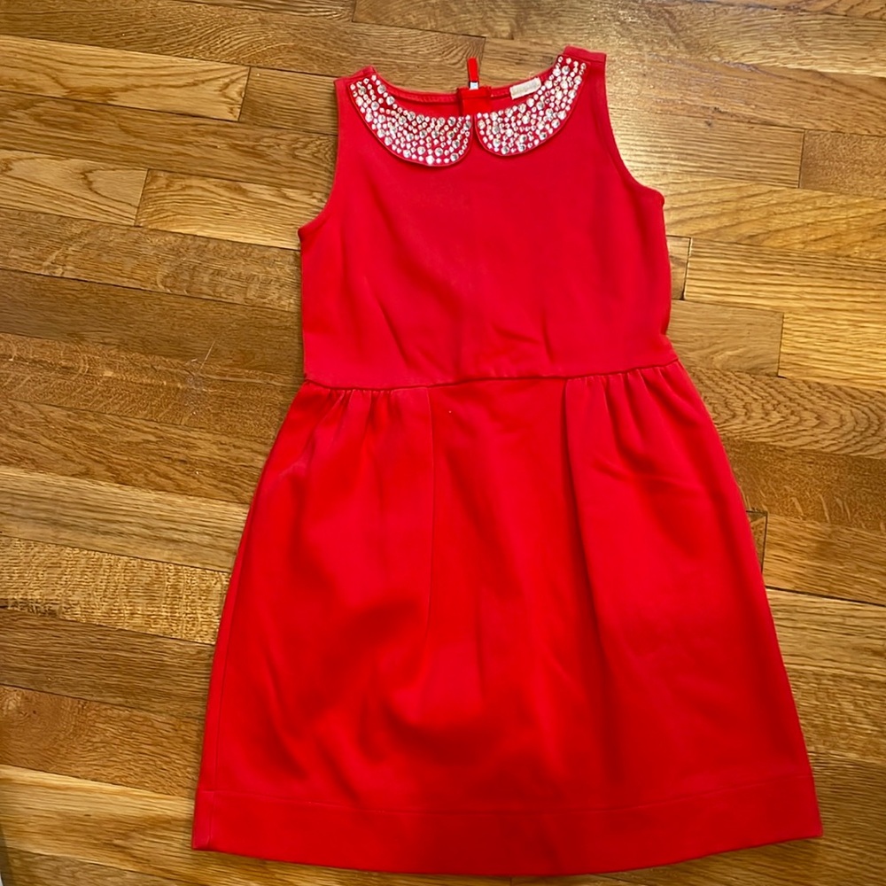 Crewcuts red dress with diamond sparkle collar